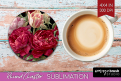 Floral Round Coaster - Sping Flowers Coaster PNG Sublimation Product Image 1