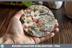GorgeousFlowers 03 Embroider Round Coaster design.