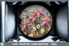 GorgeousFlowers 03 Embroider Car Coaster design.