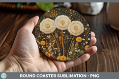 GorgeousFlowers 03 Embroider Round Coaster design.