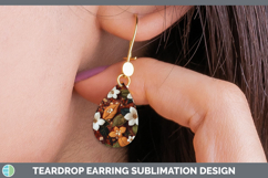 GorgeousFlowers 03 Embroider Teardrop Earrings design.