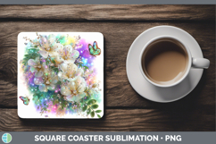 GorgeousFlowers 03 Rainbow Summer Square Coaster design.