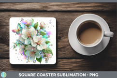 GorgeousFlowers 03 Rainbow Summer Square Coaster design.