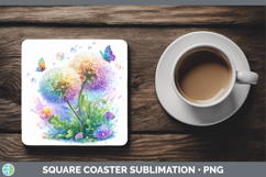 GorgeousFlowers 03 Rainbow Summer Square Coaster design.