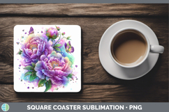 GorgeousFlowers 03 Rainbow Summer Square Coaster design.