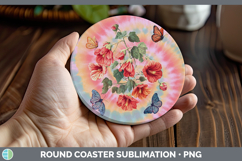 GorgeousFlowers 03 Tie Dye Round Coaster design.