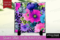 Floral Slate PNG - Sping Flowers Square Slate Sublimation Product Image 1