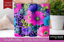 Floral Tumbler Wrap - Sping Flowers Tumbler PNG Sublimation Product Image 1