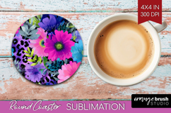 Floral Round Coaster - Sping Flowers Coaster PNG Sublimation Product Image 1