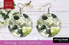 Floral Round Earrings - Sping Flowers PNG Sublimation Product Image 1