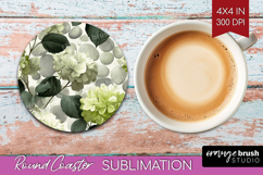 Floral Round Coaster - Sping Flowers Coaster PNG Sublimation Product Image 1