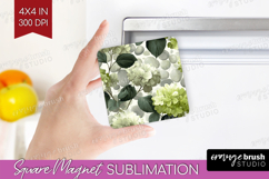 Floral Magnet Sublimation - Sping Flowers Square Magnet PNG Product Image 1
