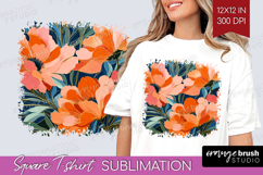 Floral Square Tshirt Background - Sping Flowers PNG Product Image 1