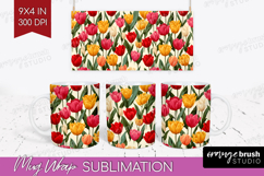 Floral Mug Wrap - Sping Flowers Mug PNG Sublimation Product Image 1