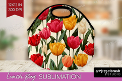Floral Lunch Bag - Sping Flowers Lunch Bug PNG Sublimation Product Image 1