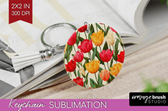 Floral Keychain PNG - Sping Flowers Keychain Sublimation Product Image 1