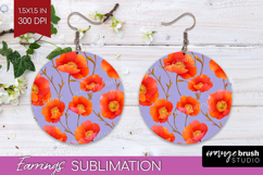 Floral Round Earrings - Sping Flowers PNG Sublimation Product Image 1