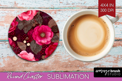 Floral Round Coaster - Sping Flowers Coaster PNG Sublimation Product Image 1