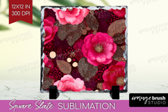 Floral Slate PNG - Sping Flowers Square Slate Sublimation Product Image 1