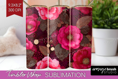 Floral Tumbler Wrap - Sping Flowers Tumbler PNG Sublimation Product Image 1