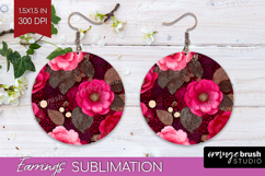 Floral Round Earrings - Sping Flowers PNG Sublimation Product Image 1