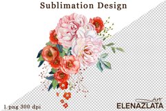 Watercolor roses flowers clipart, flowers Sublimation Product Image 1