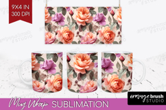 Floral Mug Wrap - Sping Flowers Mug PNG Sublimation Product Image 1