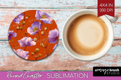 Floral Round Coaster - Sping Flowers Coaster PNG Sublimation Product Image 1