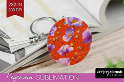 Floral Keychain PNG - Sping Flowers Keychain Sublimation Product Image 1