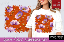 Floral Square Tshirt Background - Sping Flowers PNG Product Image 1