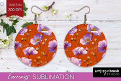 Floral Round Earrings - Sping Flowers PNG Sublimation Product Image 1