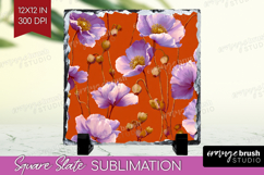 Floral Slate PNG - Sping Flowers Square Slate Sublimation Product Image 1