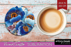 Floral Round Coaster - Sping Flowers Coaster PNG Sublimation Product Image 1
