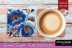Floral Square Coaster - Sping Flowers Coaster PNG Product Image 1