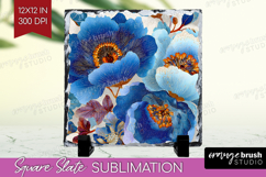 Floral Slate PNG - Sping Flowers Square Slate Sublimation Product Image 1