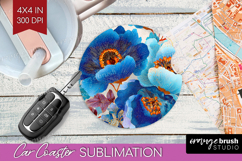 Floral Car Coaster - Sping Flowers Coaster PNG Sublimation Product Image 1
