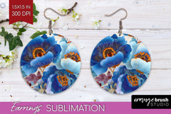 Floral Round Earrings - Sping Flowers PNG Sublimation Product Image 1