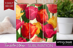 Floral Tumbler Wrap - Sping Flowers Tumbler PNG Sublimation Product Image 1