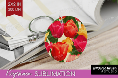 Floral Keychain PNG - Sping Flowers Keychain Sublimation Product Image 1