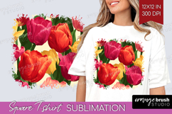 Floral Square Tshirt Background - Sping Flowers PNG Product Image 1