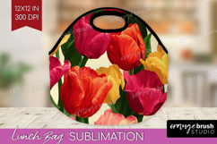 Floral Lunch Bag - Sping Flowers Lunch Bug PNG Sublimation Product Image 1