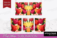 Floral Mug Wrap - Sping Flowers Mug PNG Sublimation Product Image 1