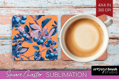 Floral Square Coaster - Sping Flowers Coaster PNG Product Image 1