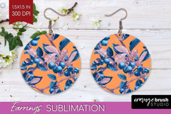 Floral Round Earrings - Sping Flowers PNG Sublimation Product Image 1
