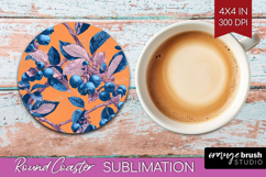 Floral Round Coaster - Sping Flowers Coaster PNG Sublimation Product Image 1