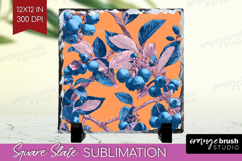 Floral Slate PNG - Sping Flowers Square Slate Sublimation Product Image 1