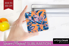 Floral Magnet Sublimation - Sping Flowers Square Magnet PNG Product Image 1