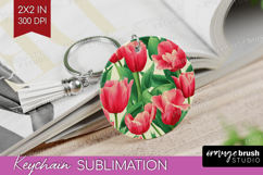Floral Keychain PNG - Sping Flowers Keychain Sublimation Product Image 1