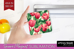 Floral Magnet Sublimation - Sping Flowers Square Magnet PNG Product Image 1