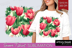 Floral Square Tshirt Background - Sping Flowers PNG Product Image 1